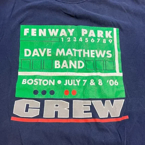 Vintage Dave Mathews Band Shirt Size Medium 2006 Fenway Park Crew Cotton Tee - Picture 3 of 6